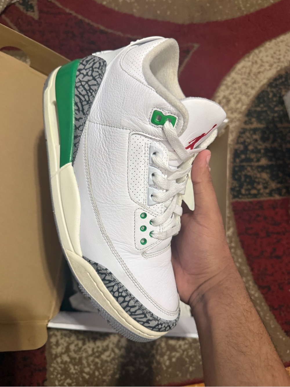 Jordan White & Green Retro Basketball Sneakers